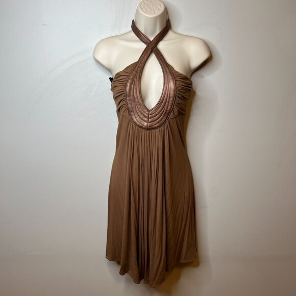 Sky Brand Vintage Faux Leather Mini Halter Dress (S) - Picture 11 of 11